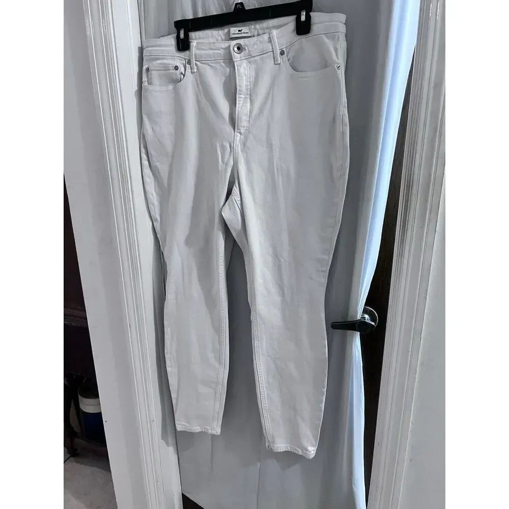Vineyard Vines Womens White Cotton High Rise Skinny Leg Jeans Size 18/20